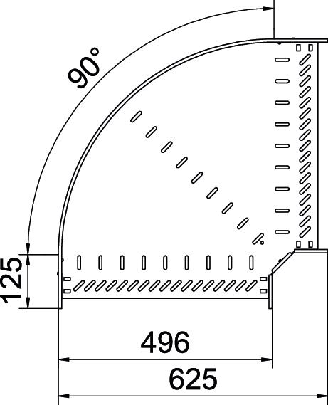 90° bend for cable tray, horizontal 110x500 Aço inoxidável, livre de ferrugem A2 1.4301 brilhante, pós-tratamento aço inoxidável – Imagem 2 de 2