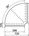 90° bend for cable tray, horizontal 110x600 Aço inoxidável, livre de ferrugem A2 1.4301 brilhante, pós-tratamento aço inoxidável