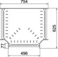 T piece for cable tray, horizontal 60x500 Aço inoxidável A4 1.4571 brilhante, pós-tratamento aço inoxidável