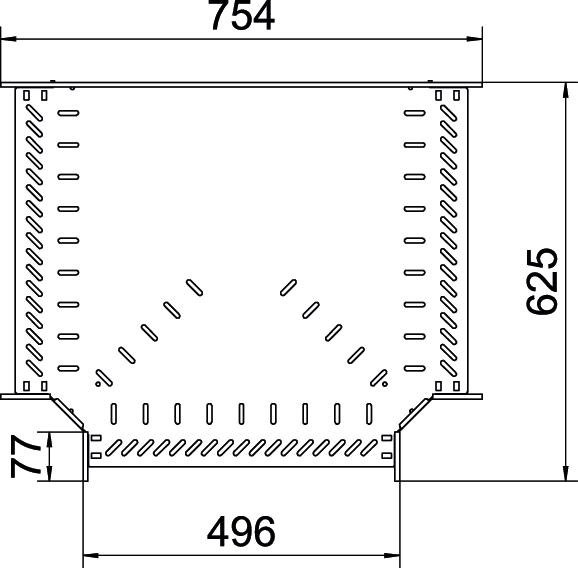 T piece for cable tray, horizontal 60x500 Aço inoxidável, livre de ferrugem A2 1.4301 brilhante, pós-tratamento aço inoxidável – Imagem 2 de 2