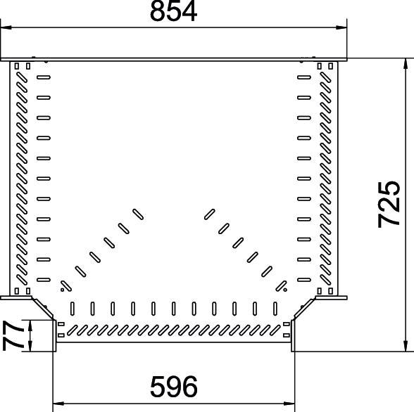 T piece for cable tray, horizontal 60x600 Aço inoxidável A4 1.4571 brilhante, pós-tratamento aço inoxidável – Imagem 2 de 2
