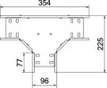 T piece for cable tray, horizontal 110x100 Aço inoxidável, livre de ferrugem A2 1.4301 brilhante, pós-tratamento aço inoxidável