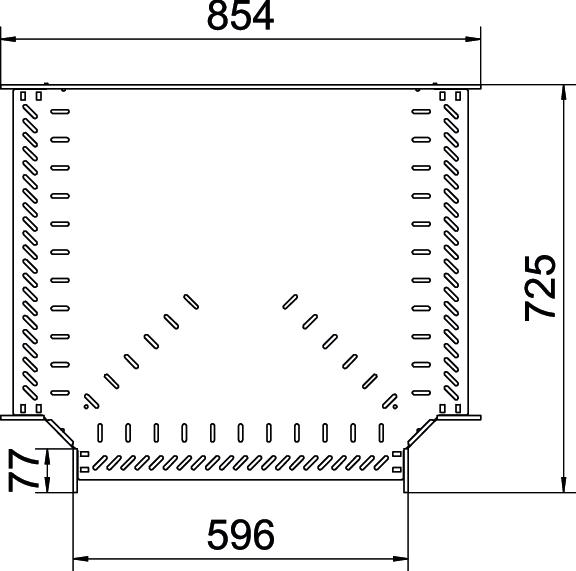 Derivação em T para caminho cabos, horizontal 110x600 Aço Galvanizado por imersão a quente após maquinação zinco – Imagem 2 de 2