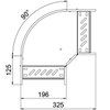 Ângulo 90º para caminho cabos, horizontal 60x200 Aço PES135 - Poliéster preto RAL 9005