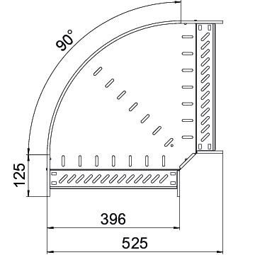 Ângulo 90º para caminho cabos, horizontal 60x400 Aço PES135 - Poliéster preto RAL 9005 – Imagem 2 de 2