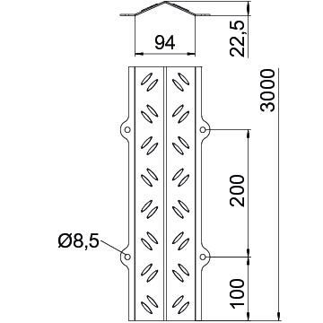 Walkable cable cover raised form, chequered 141x23x3000 Aço galvanizado pelo método Sendzimir zinco – Imagem 2 de 2