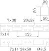 Míni canal AZ perfurado 50x50x3000 Aço inoxidável 1.4571 A4 1.4571 brilhante, pós-tratamento aço inoxidável