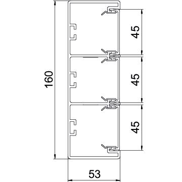Device installation trunking Rapid 45-2, 3-compartment 2000x160x53 Policloreto de vinilo branco puro RAL 9010 – Imagem 2 de 2