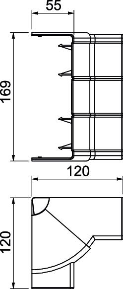 Internal corner variable 169x120x55 Policloreto de vinilo branco puro RAL 9010 – Imagem 2 de 2