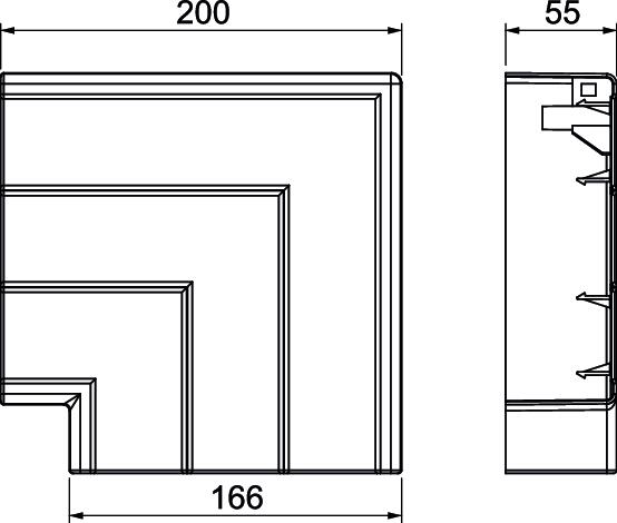 Flat angle hood fitting 200x200x56 Policloreto de vinilo branco puro RAL 9010 – Imagem 2 de 2