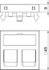 Data technology support f. 2 connection modules type C 45x45mm Policarbonato cinzento antracite RAL 7021