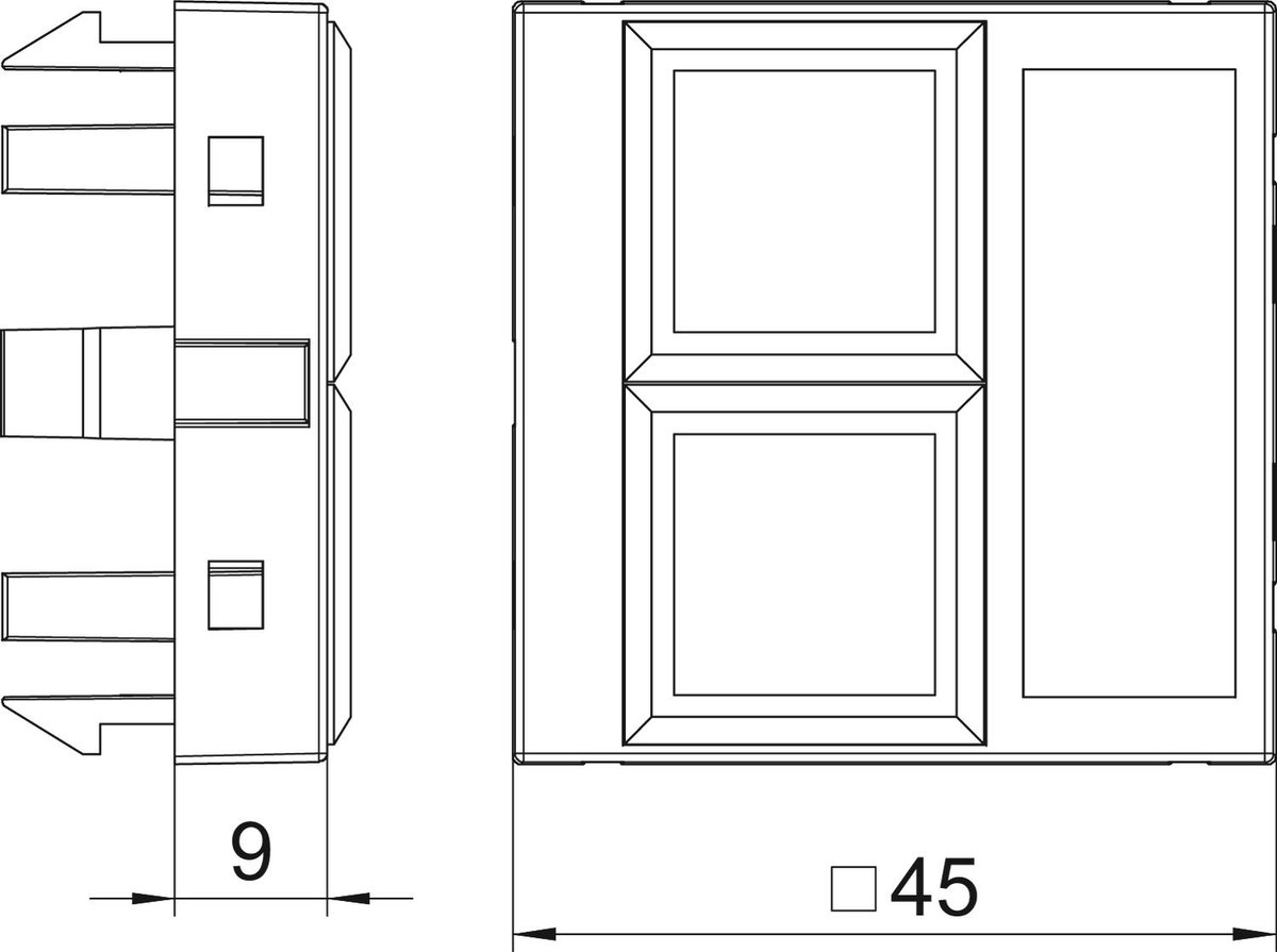 Data technology support f.2 connection modules type LE 45x45mm Policarbonato cinzento antracite RAL 7021 – Imagem 2 de 3