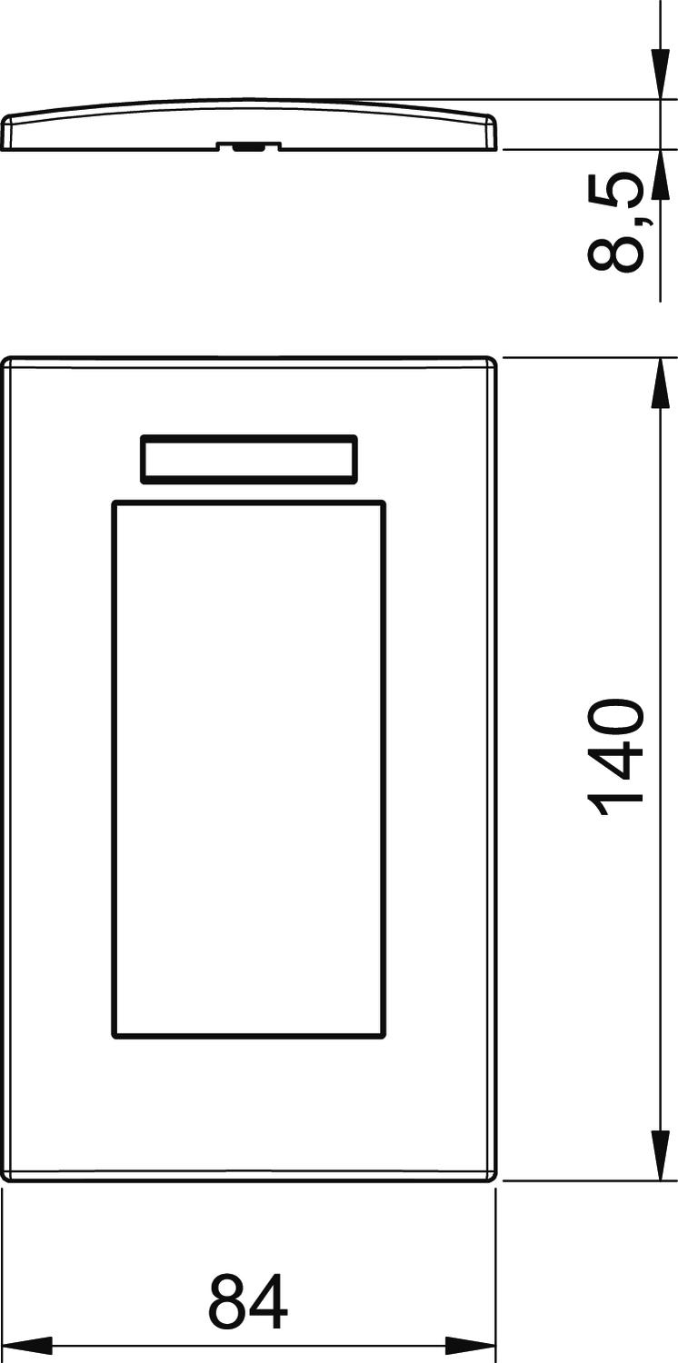 Espelho Modul 45, duplo 84x140mm Policarbonato cinzento antracite RAL 7021 – Imagem 2 de 3