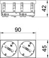Tomada 33°, dupla Alvéolos protegidos 250V, 10/16A Policarbonato cinzento antracite RAL 7021