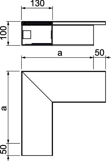 Ângulo plano 300x130x100 Policloreto de vinilo branco puro RAL 9010 – Imagem 2 de 2