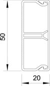Calha com separador 20x50x2000 Policloreto de vinilo branco puro RAL 9010