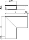 Ângulo plano 400x230x100 Policloreto de vinilo branco puro RAL 9010