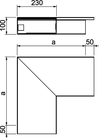 Ângulo plano 400x230x100 Policloreto de vinilo branco puro RAL 9010 – Imagem 2 de 2