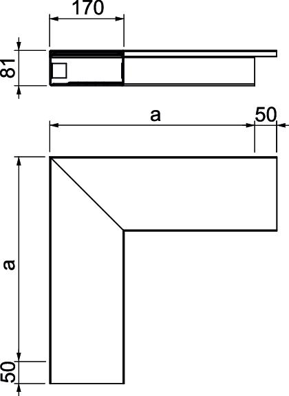 Ângulo plano 470x170x80 Policloreto de vinilo branco puro RAL 9010 – Imagem 2 de 2
