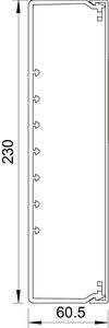 Calha com base perfurada 60x230x2000 Policloreto de vinilo branco puro RAL 9010