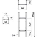 Cable ladder unperforated rung, welded 110x200x3000 Aço Galvanizado por imersão a quente após maquinação 85µm zinco