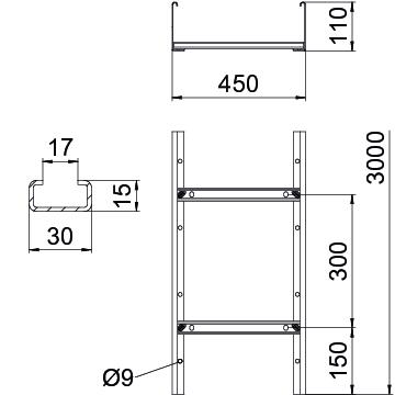 Caminho de cabos tipo escada degrau não perfurado, soldado 110x450x3000 Aço Galvanizado por imersão a quente após maquinação zinco – Imagem 2 de 3