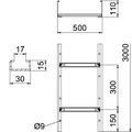 Cable ladder unperforated rung, welded 110x500x3000 Aço Galvanizado por imersão a quente após maquinação 85µm zinco