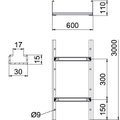 Cable ladder unperforated rung, welded 110x600x3000 Aço Galvanizado por imersão a quente após maquinação 85µm zinco