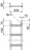C. cabos escada manut. funções Distância entre degraus 150mm 60x200x6000 Aço Galvanizado por imersão a quente após maquinação zinco
