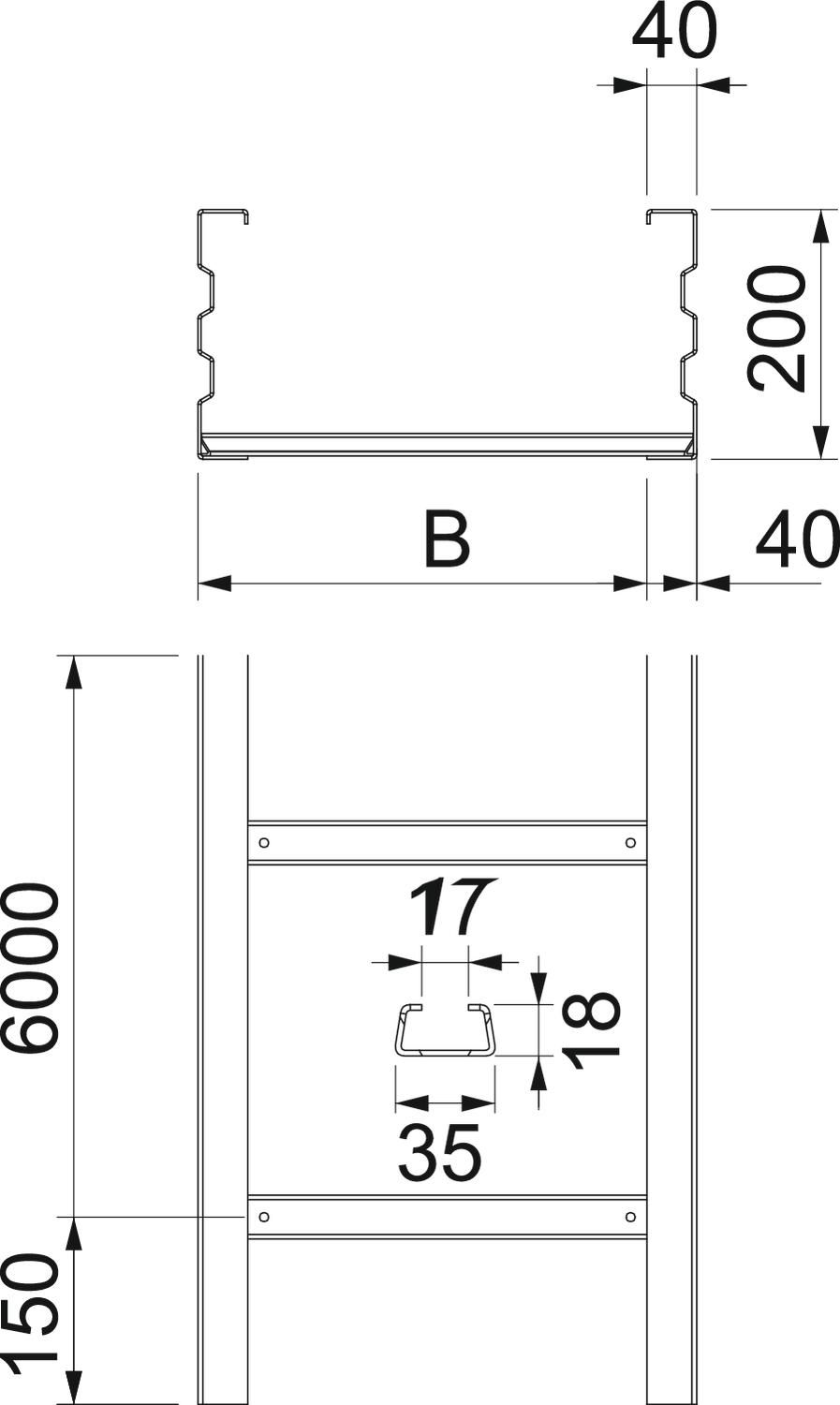 Caminho cabo escada grande vão 200x600x6000 Aço Galvanizado por imersão a quente após maquinação zinco – Imagem 2 de 4