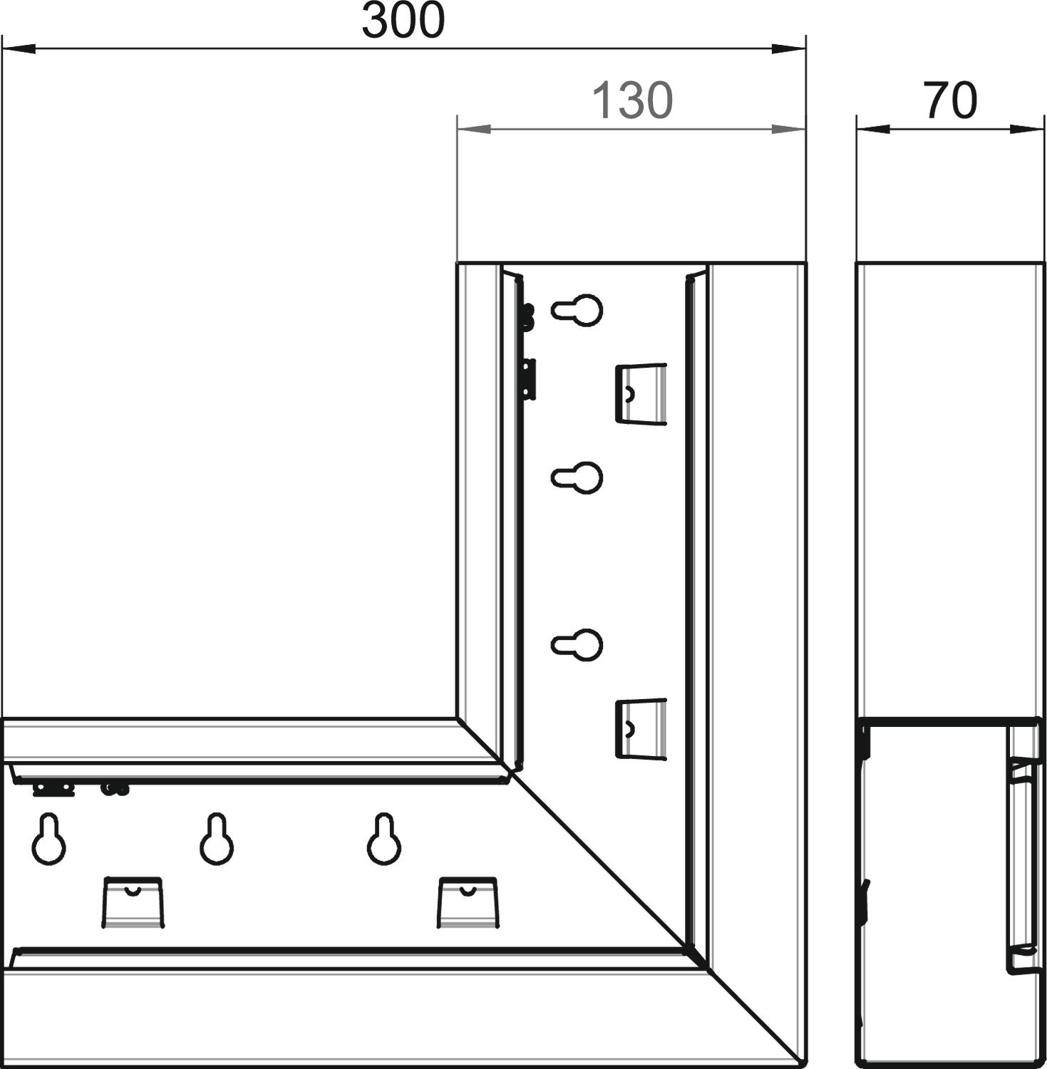 Flat angle rising asymmetrical 70x130x300 Aço branco puro RAL 9010 – Imagem 2 de 3