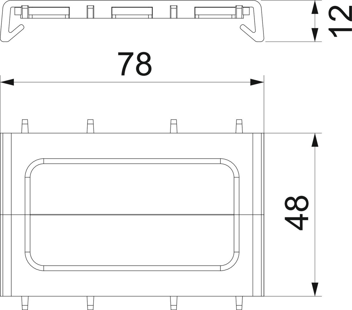 Saída de escova para sistema tampa de 80 48x78x12 Poliamida, reforçada com fibra de vidro preto – Imagem 2 de 3