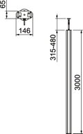 Service pole Floor/ceiling 3000x146x65 Alumínio branco puro RAL 9010