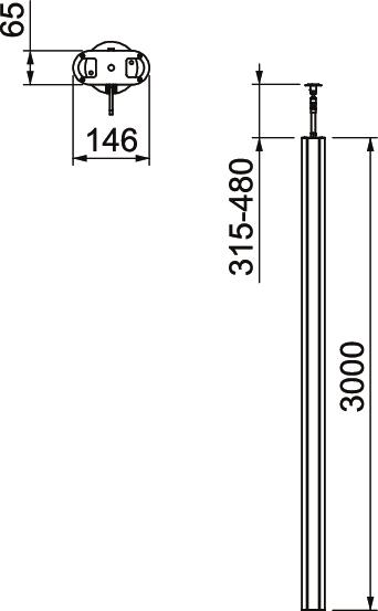 Service pole Floor/ceiling 3000x146x65 Alumínio branco puro RAL 9010 – Imagem 2 de 2