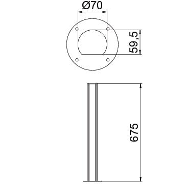 Coluna Chão 675x70x60 Alumínio revestido a pó preto RAL 9005 – Imagem 2 de 2