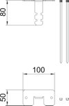 Ligação de tubo para colunas F 100x50x80 Aço galvanizado zinco