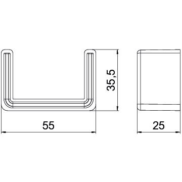 Proteção de topo para perfil US 3 25x50 Polietileno preto grafite RAL 9011 – Imagem 2 de 2