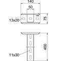 Support with welded head plate 50x50x400 Aço PES135 - Poliéster preto RAL 9005