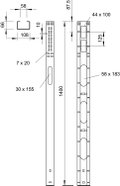 Complemento 66x108x1400 Aço Galvanizado por imersão a quente após maquinação zinco