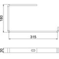 Consola de teto Perfil plano B300mm Aço PES135 - Poliéster preto RAL 9005