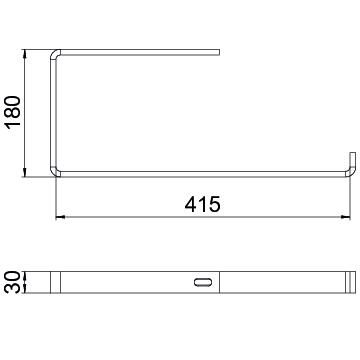 Consola de teto Perfil plano B400mm Aço PES135 - Poliéster preto RAL 9005 – Imagem 2 de 2