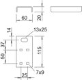 Attaching comp., cable trays for function maintenance 115x60x20 Aço inoxidável A4 1.4571 aço inoxidável