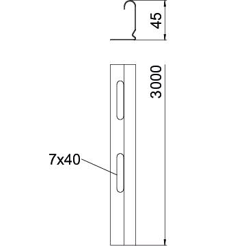 Separador para caminhos de cabos 45x2995 Aço PES135 - Poliéster preto RAL 9005 – Imagem 2 de 2