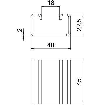 Distanciador para utilização em perfil US 3 46x40x22,5 Aço PES135 - Poliéster preto RAL 9005 – Imagem 2 de 2