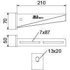 Wall and Support bracket with welded head plate B210mm Aço PES135 - Poliéster preto RAL 9005 – Imagem 2 de 2