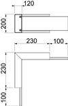 Ângulo interno com tecido antifogo 330x200x330 Aço revestido a pó branco puro RAL 9010