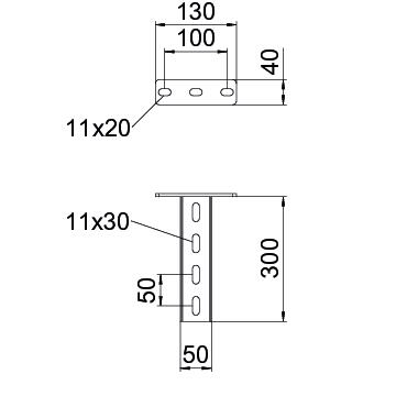 Pendural U com cabeça soldada 50x30x200 Aço PES135 - Poliéster preto RAL 9005 – Imagem 2 de 2