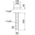 Support with welded head plate 50x30x500 Aço PES135 - Poliéster preto RAL 9005