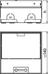 Caixa de pavimento não equipada, saída de escova 140x140x75 Aço inoxidável, livre de ferrugem A2 1.4301 brilhante, pós-tratamento