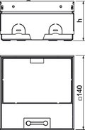Caixa de pavimento não equipada, saída de escova 140x140x75 Aço inoxidável, livre de ferrugem A2 1.4301 brilhante, pós-tratamento